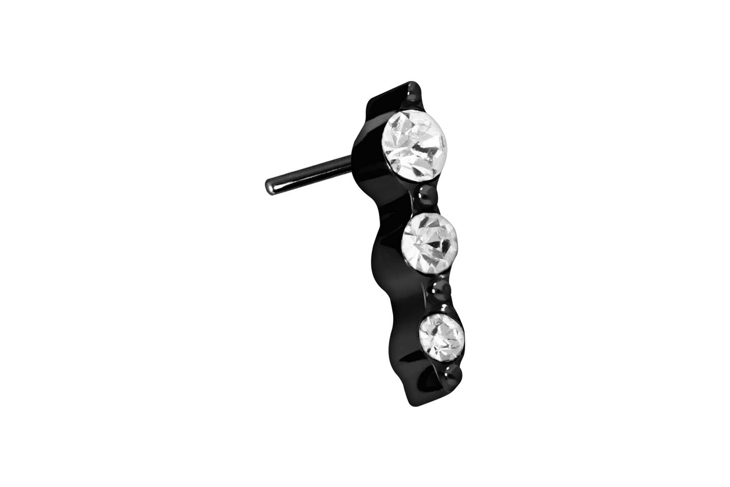 Titan Aufsatz mit Push Pin 3 KRISTALLE ++SALE++ von Piercingline
